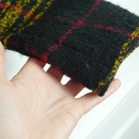 Vintage Size 4 Jacket Crop Blazer 90s Elegant Luxury Plaid Yellow Black Tweed - Picture 6 of 9